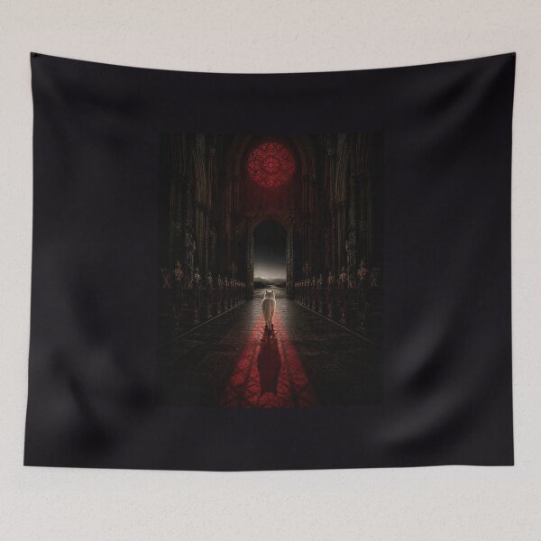 Item preview, White Wolf Exit Gothic Cathedral Dark Art Print designed and sold by GeoWhimsy Studio.