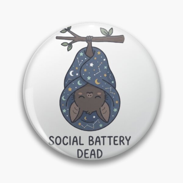 Item preview, Social Battery Dead Cute Bat Introvert Design designed and sold by TheCosyCarriage.