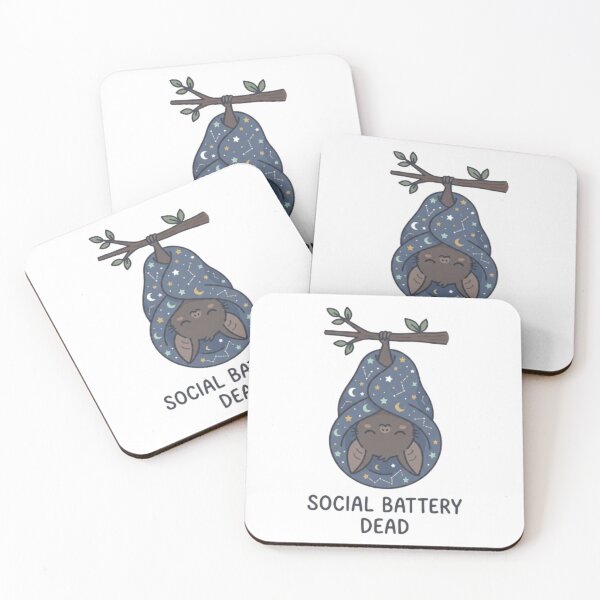 Item preview, Social Battery Dead Cute Bat Introvert Design designed and sold by TheCosyCarriage.