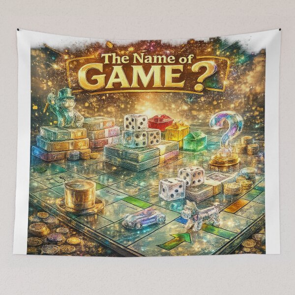Item preview, The Name of the Game? – Fantasy Board Game Collection Art Print with Monopoly Inspired Pieces designed and sold by Hookesmode.