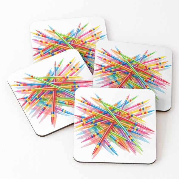 Item preview, Colorful Pick-Up Sticks Explosion on Black Background – Modern Abstract Geometric Wall Art Print designed and sold by Hookesmode.