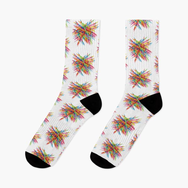 Item preview, Colorful Pick-Up Sticks Explosion on Black Background – Modern Abstract Geometric Wall Art Print designed and sold by Hookesmode.
