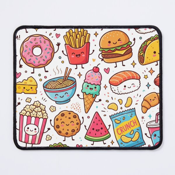 Item preview, Kawaii Snack Attack! Cute Junk Food Friends Pattern designed and sold by Zack's Digital Threads.