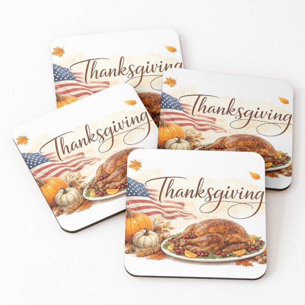 Item preview, Thanksgiving Turkey and American Flag PNG – Patriotic Thanksgiving Dinner Illustration with Transparent Background designed and sold by Hookesmode.