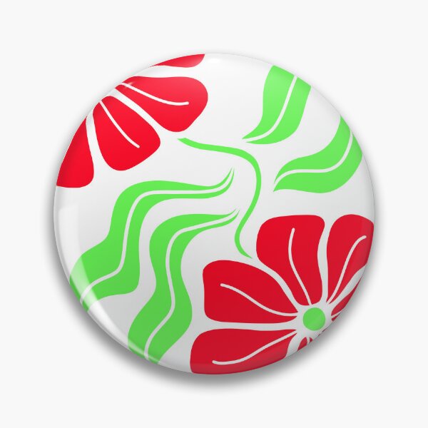 Aperçu de l'œuvre Motifs floraux rouges et verts de style bohème sur fond blanc créée et vendue par Sartoris Art.