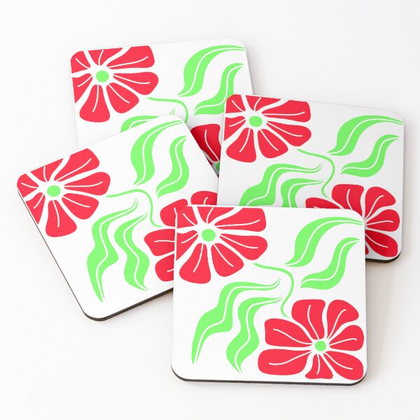 Item preview, Red And Green Floral Boho On White designed and sold by Sartoris Art.