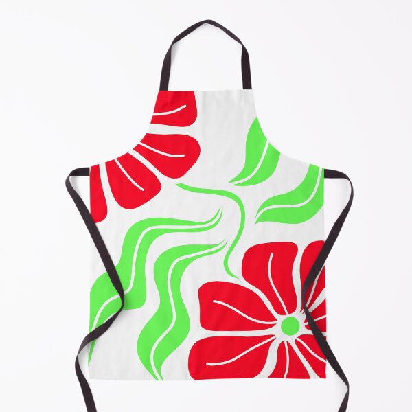 Artikelvorschau, Rote und grüne Boho-Blumenmuster auf Weiß entworfen und verkauft von Sartoris Art.