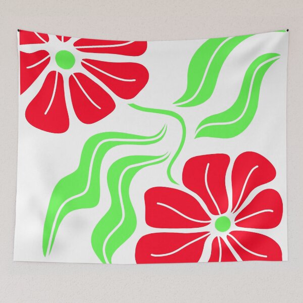 Item preview, Red And Green Floral Boho On White designed and sold by Sartoris Art.