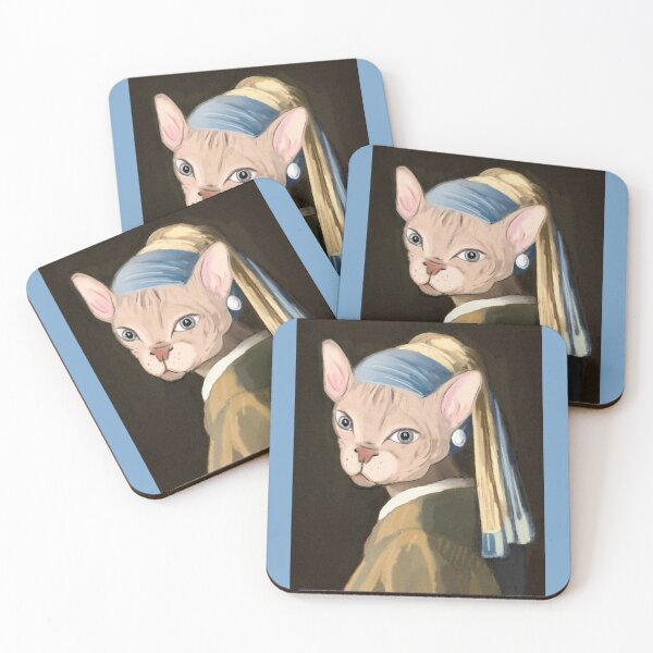 Item preview, Not ‘Girl with a Pearl Earring’ by Vermeer (cat) designed and sold by EmmaChristieArt.