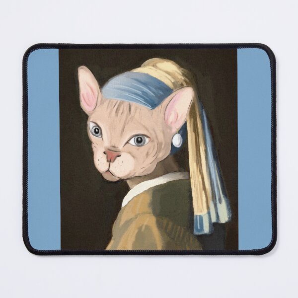 Item preview, Not ‘Girl with a Pearl Earring’ by Vermeer (cat) designed and sold by EmmaChristieArt.