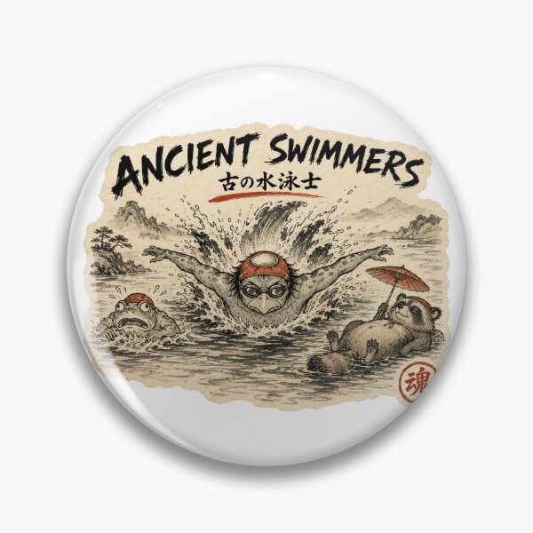 Item preview, Ancient Swimmers – Japanese Choju-giga Swimming Humor Sticker Art designed and sold by Locker39.