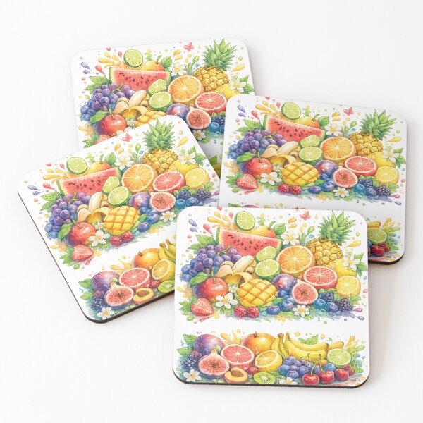 Item preview, Colorful Tropical Fruit Watercolor Art Print | Healthy Food Kitchen Decor designed and sold by Hookesmode.