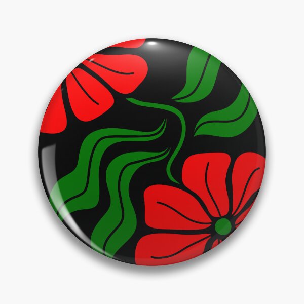 Aperçu de l'œuvre Fleurs bohèmes rouges et vertes, design minimaliste créée et vendue par Sartoris Art.