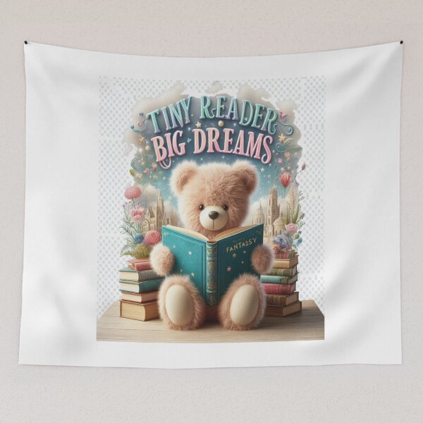 Item preview, Tiny Reader Big Dreams Cute Teddy Bear Reading Fantasy Book designed and sold by BookedAndDesign.