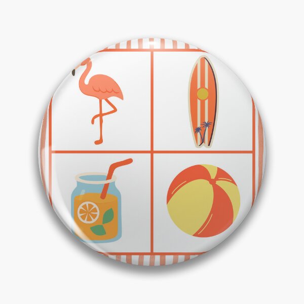 Item preview, Retro Summer Beach Grid Flamingo and Surfboard designed and sold by SoftAuraStudi0.