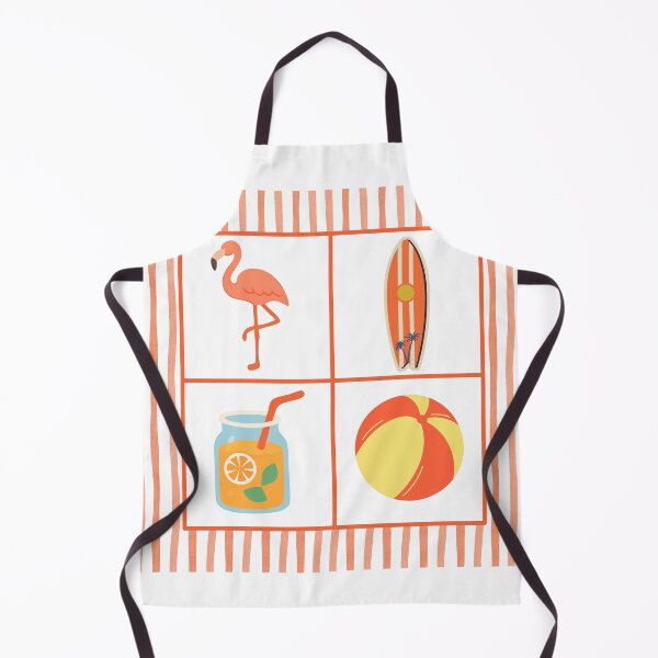 Item preview, Retro Summer Beach Grid Flamingo and Surfboard designed and sold by SoftAuraStudi0.