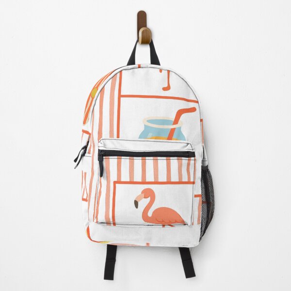 Item preview, Retro Summer Beach Grid Flamingo and Surfboard designed and sold by SoftAuraStudi0.