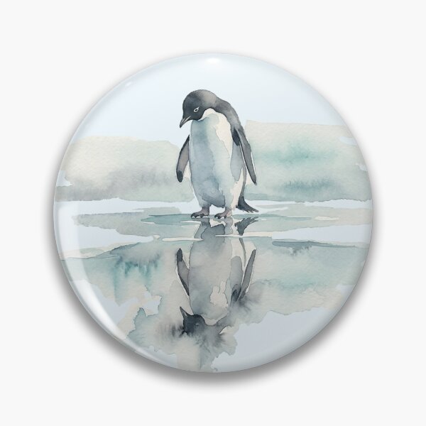 Item preview, Introspective Penguin Reflecting in Icy Water Watercolor designed and sold by GrabaHuk.