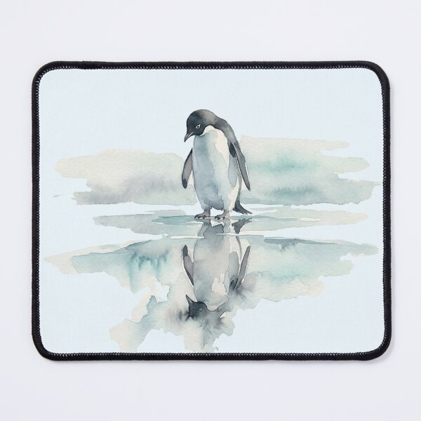 Item preview, Introspective Penguin Reflecting in Icy Water Watercolor designed and sold by GrabaHuk.