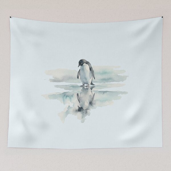 Item preview, Introspective Penguin Reflecting in Icy Water Watercolor designed and sold by GrabaHuk.