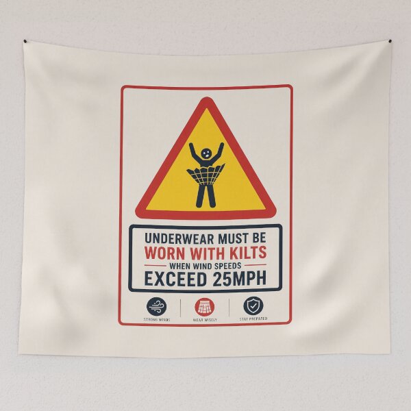 Item preview, Funny Scottish Kilt Sign - High Winds Underwear Law designed and sold by GorArt1.