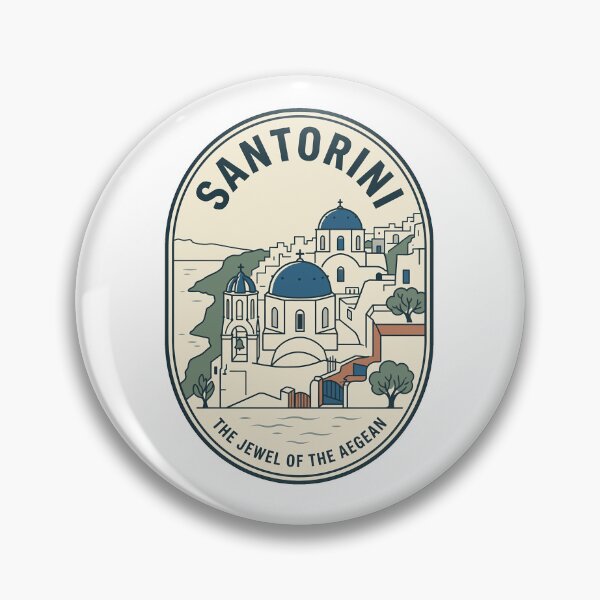 Item preview, Santorini Greece Blue Dome Church Travel Badge designed and sold by k3rstman1.