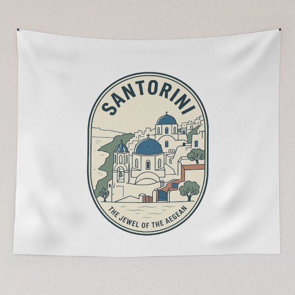 Item preview, Santorini Greece Blue Dome Church Travel Badge designed and sold by k3rstman1.