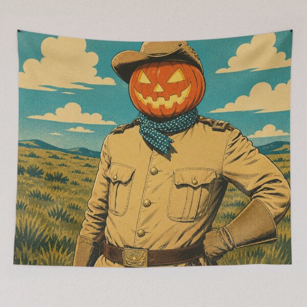 Item preview, Headless Horseman Frontier Portrait – Western Halloween Fantasy Art designed and sold by TheHorsemanRidesAgain.