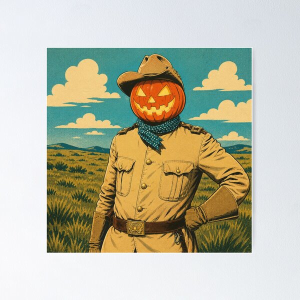 Item preview, Headless Horseman Frontier Portrait – Western Halloween Fantasy Art designed and sold by TheHorsemanRidesAgain.