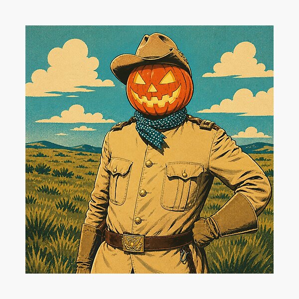 Item preview, Headless Horseman Frontier Portrait – Western Halloween Fantasy Art designed and sold by TheHorsemanRidesAgain.