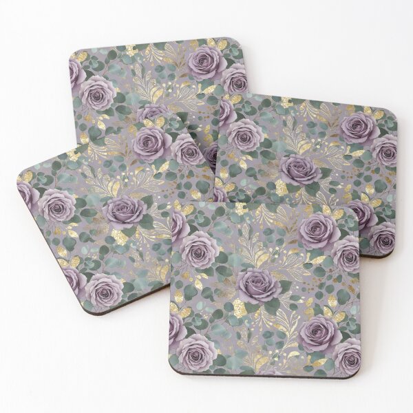 Item preview, Muted Green Purple Rose Pattern designed and sold by IntelliMindDesigns.