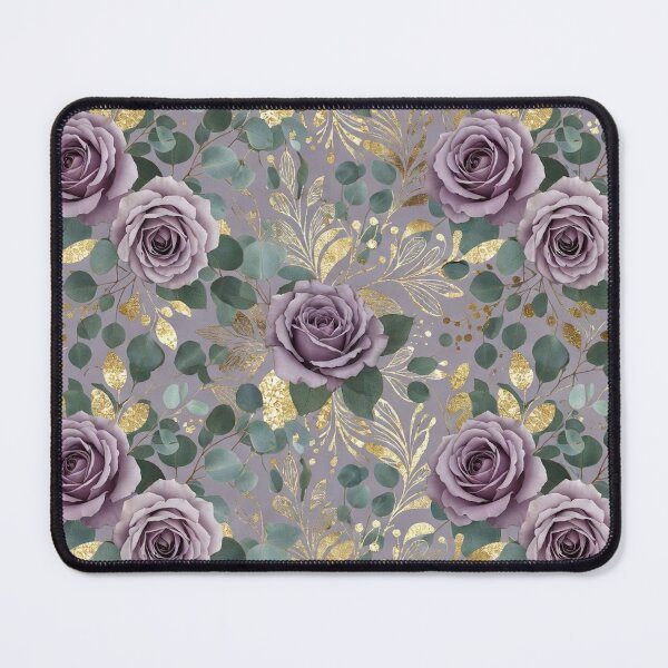 Item preview, Muted Green Purple Rose Pattern designed and sold by IntelliMindDesigns.