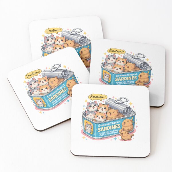Item preview, Emotional Support Sardines Cute Kawaii Cats & Dogs Funny Mental Health Sticker designed and sold by DryHumorPrints.