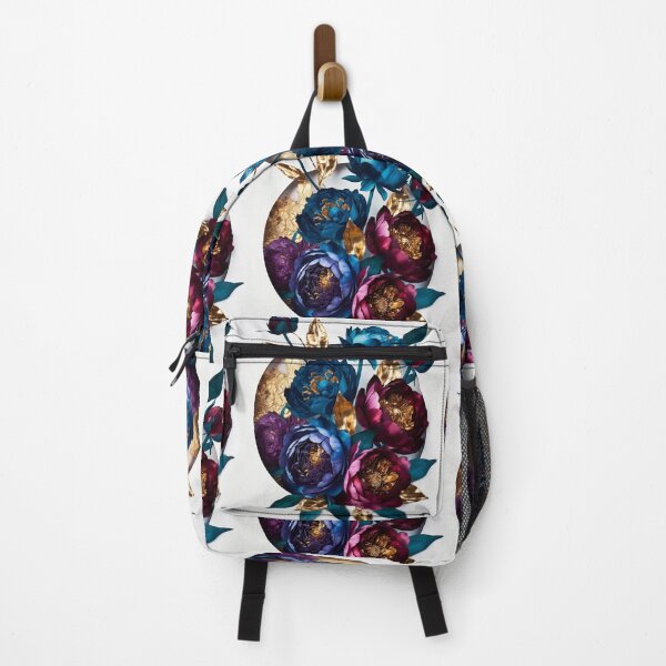 Item preview, Luxury Blue & Burgundy Floral Arrangement | Gold Botanical Circle Art designed and sold by GalleryPeak.