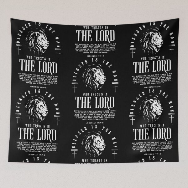Item preview, Blessed Is The Man Who Trusts In The Lord Christian Lion Bible Verse designed and sold by phoebelevine.