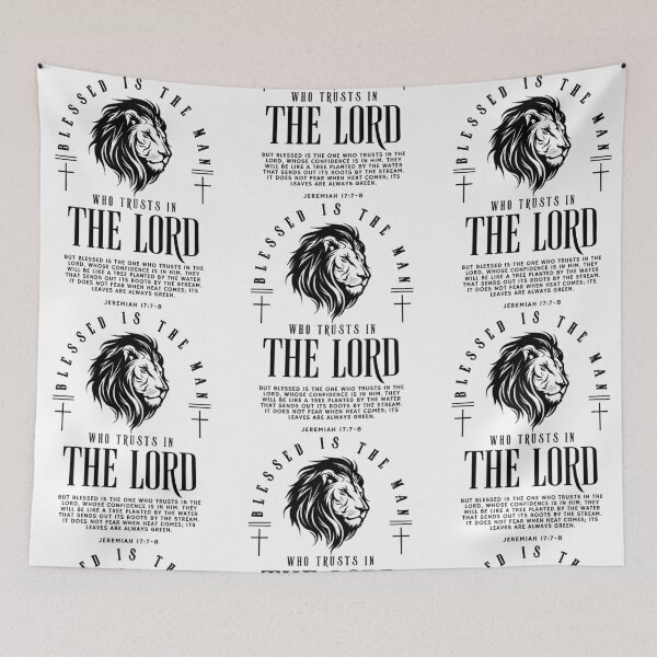 Item preview, Blessed Is The Man Who Trusts In The Lord Christian Lion Bible Verse Apparel designed and sold by phoebelevine.