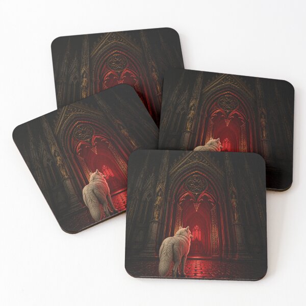 Item preview, Wolf Turned Back Gothic Cathedral Dark Compulsion Art designed and sold by GeoWhimsy Studio.