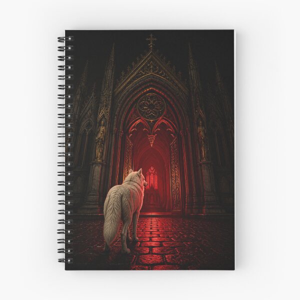 Item preview, Wolf Turned Back Gothic Cathedral Dark Compulsion Art designed and sold by GeoWhimsy Studio.