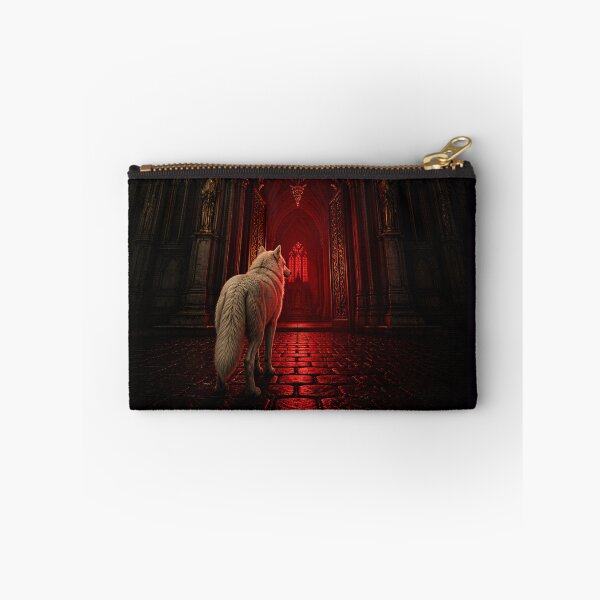 Item preview, Wolf Turned Back Gothic Cathedral Dark Compulsion Art designed and sold by GeoWhimsy Studio.