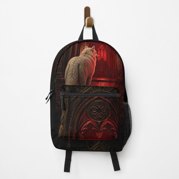 Item preview, Wolf Turned Back Gothic Cathedral Dark Compulsion Art designed and sold by GeoWhimsy Studio.