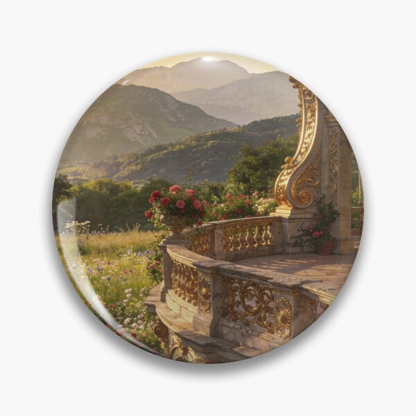 Item preview, Elegant Baroque Garden Terrace with Blooming Flowers and Meadow Views designed and sold by BlareBlare.