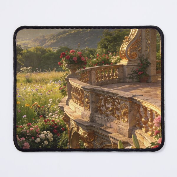 Item preview, Elegant Baroque Garden Terrace with Blooming Flowers and Meadow Views designed and sold by BlareBlare.