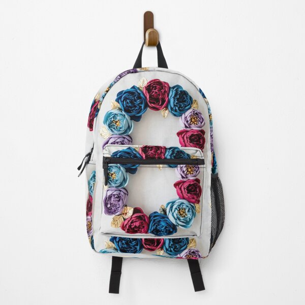 Item preview, Blue Pink Floral Wreath with Gold Leaves | Elegant Botanical Circle Frame designed and sold by GalleryPeak.