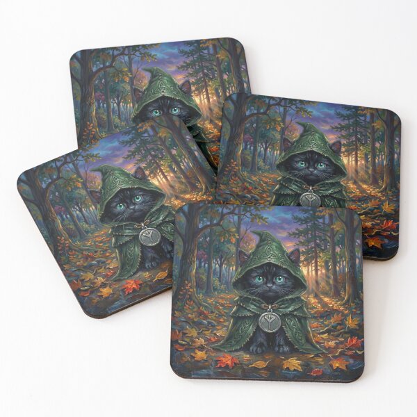 Item preview, Keeper of the Autumnal Haven - Celtic Folklore Black Cat in Autumn designed and sold by Englandbear.