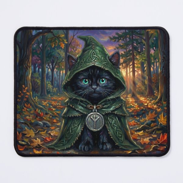 Item preview, Keeper of the Autumnal Haven - Celtic Folklore Black Cat in Autumn designed and sold by Englandbear.