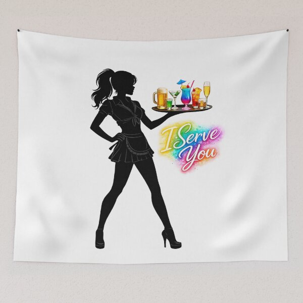 Item preview, I Serve You Bartender Neon Drinks T-Shirt Design for Cocktail Lovers & Bar Staff designed and sold by Hookesmode.