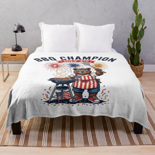 Item preview, BBQ Champion July 4th Patriotic Bear Grilling Independence Day Design designed and sold by ArcticFoxStudio.