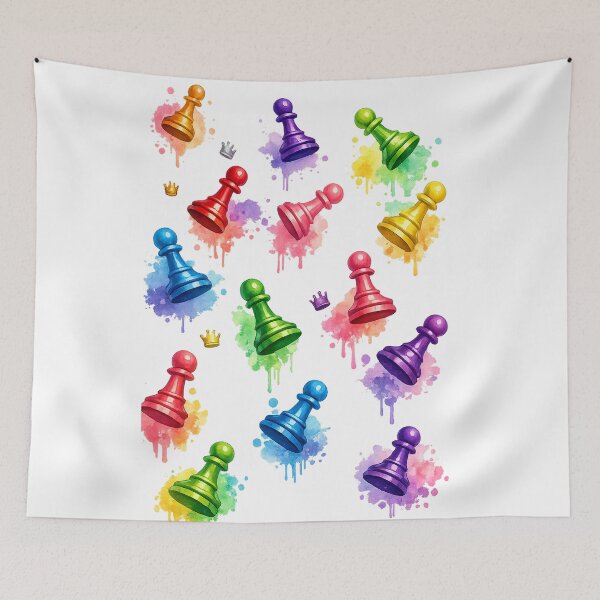 Item preview, Colorful Chess Pawns Watercolor Art – Modern Chess Player Wall Decor designed and sold by Hookesmode.