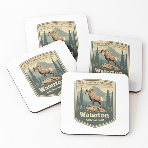 Item preview, Waterton National Park Wildlife Nature Adventure Bighorn Sheep Hiker Traveler designed and sold by JonesFlora2025.