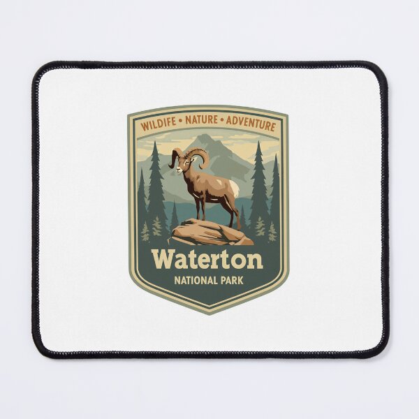 Item preview, Waterton National Park Wildlife Nature Adventure Bighorn Sheep Hiker Traveler designed and sold by JonesFlora2025.